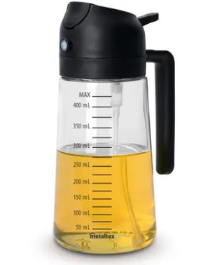 Δοχείο Λαδιού Γυάλινο & Σπρέι Λαδιού 9x19εκ.-400ml Metaltex 16-252856 (Υλικό: Γυαλί) - METALTEX - 16-252856
